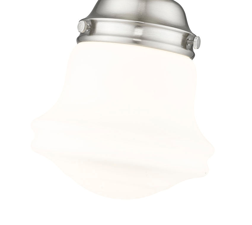 Z-Lite Vaughn 735F1-BN 1-Light Brushed Nickel Steel Frame Matte Opal Glass Shade Flush Mount Lighting