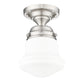 Z-Lite Vaughn 735F1-BN 1-Light Brushed Nickel Steel Frame Matte Opal Glass Shade Flush Mount Lighting