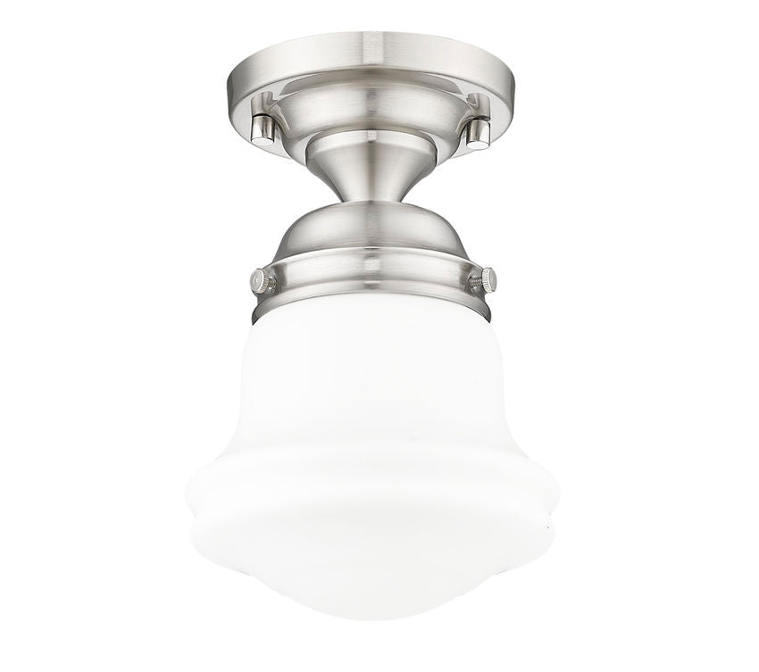 Z-Lite Vaughn 735F1-BN 1-Light Brushed Nickel Steel Frame Matte Opal Glass Shade Flush Mount Lighting