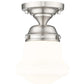 Z-Lite Vaughn 735F1-BN 1-Light Brushed Nickel Steel Frame Matte Opal Glass Shade Flush Mount Lighting