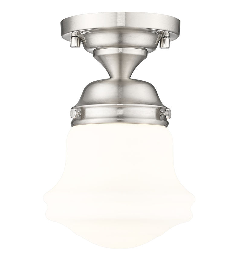 Z-Lite Vaughn 735F1-BN 1-Light Brushed Nickel Steel Frame Matte Opal Glass Shade Flush Mount Lighting