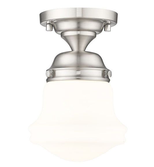 Z-Lite Vaughn 735F1-BN 1-Light Brushed Nickel Steel Frame Matte Opal Glass Shade Flush Mount Lighting