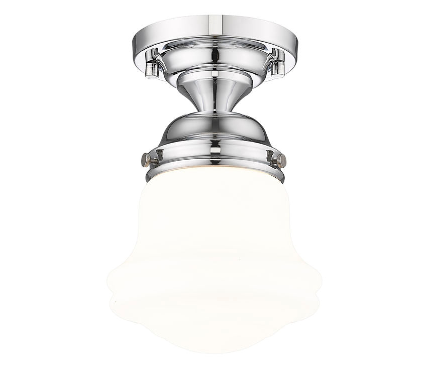 Z-Lite Vaughn 735F1-CH 1-Light Chrome Steel Frame Matte Opal Glass Shade Flush Mount Lighting