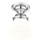 Z-Lite Vaughn 735F1-CH 1-Light Chrome Steel Frame Matte Opal Glass Shade Flush Mount Lighting