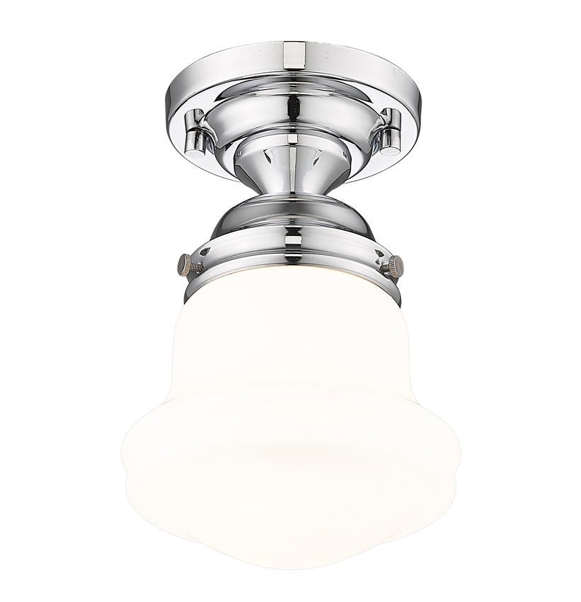 Z-Lite Vaughn 735F1-CH 1-Light Chrome Steel Frame Matte Opal Glass Shade Flush Mount Lighting