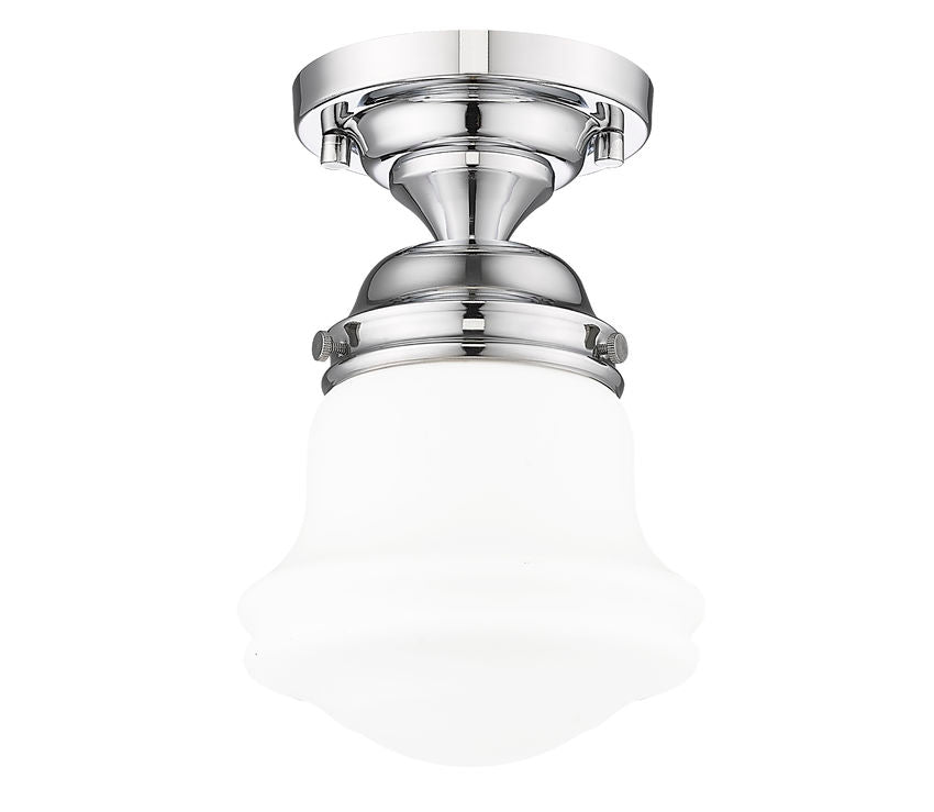 Z-Lite Vaughn 735F1-CH 1-Light Chrome Steel Frame Matte Opal Glass Shade Flush Mount Lighting