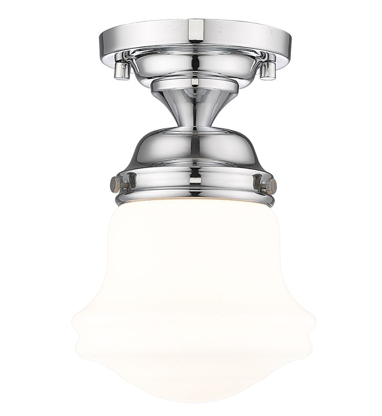 Z-Lite Vaughn 735F1-CH 1-Light Chrome Steel Frame Matte Opal Glass Shade Flush Mount Lighting