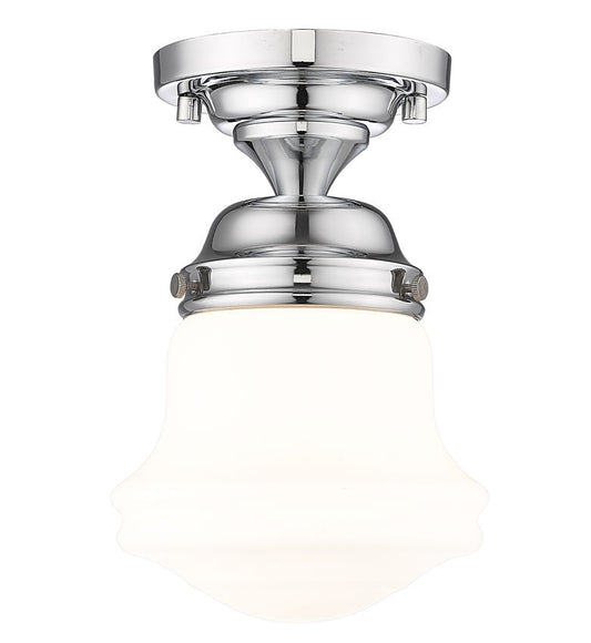 Z-Lite Vaughn 735F1-CH 1-Light Chrome Steel Frame Matte Opal Glass Shade Flush Mount Lighting
