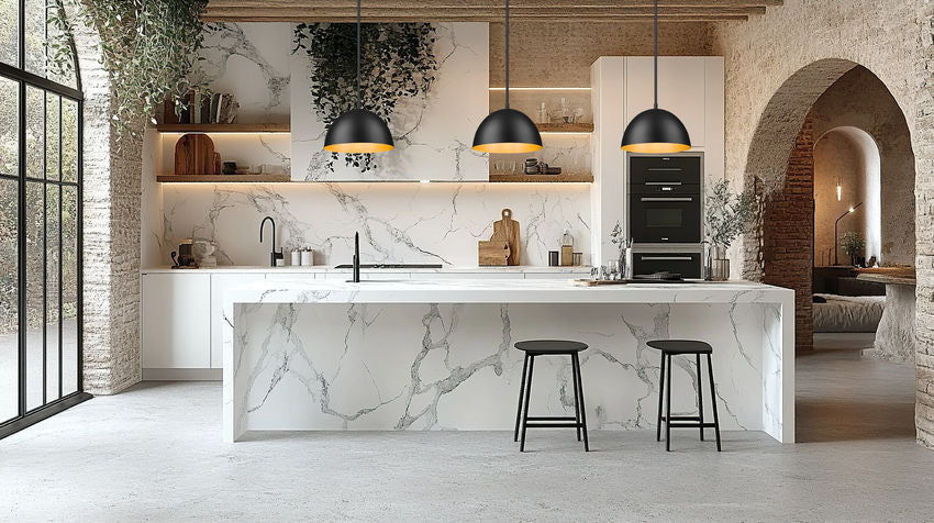 Z-Lite Vega 12" 1-Light Matte Black Steel Frame Matte Black and Gold Frame Pendant Light