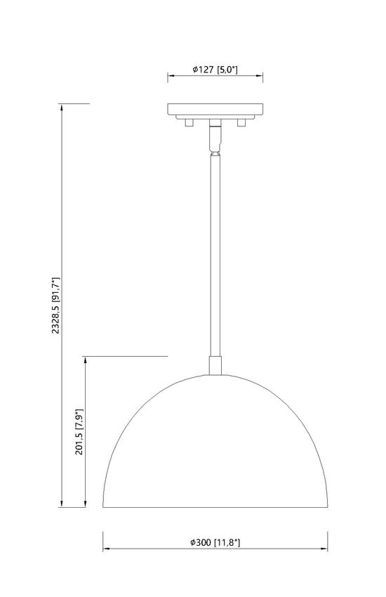 Z-Lite Vega 12" 1-Light Matte Black Steel Frame Matte Black and Gold Frame Pendant Light