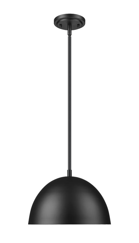 Z-Lite Vega 12" 1-Light Matte Black Steel Frame Matte Black and Gold Frame Pendant Light