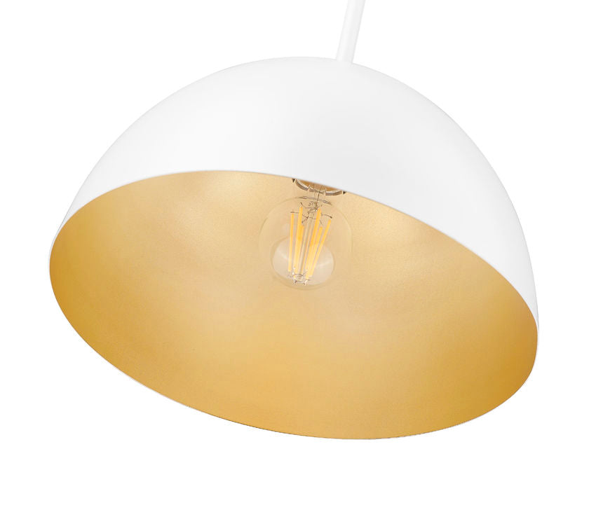 Z-Lite Vega 12" 1-Light Matte White Steel Frame Matte White and Gold Frame Pendant Light