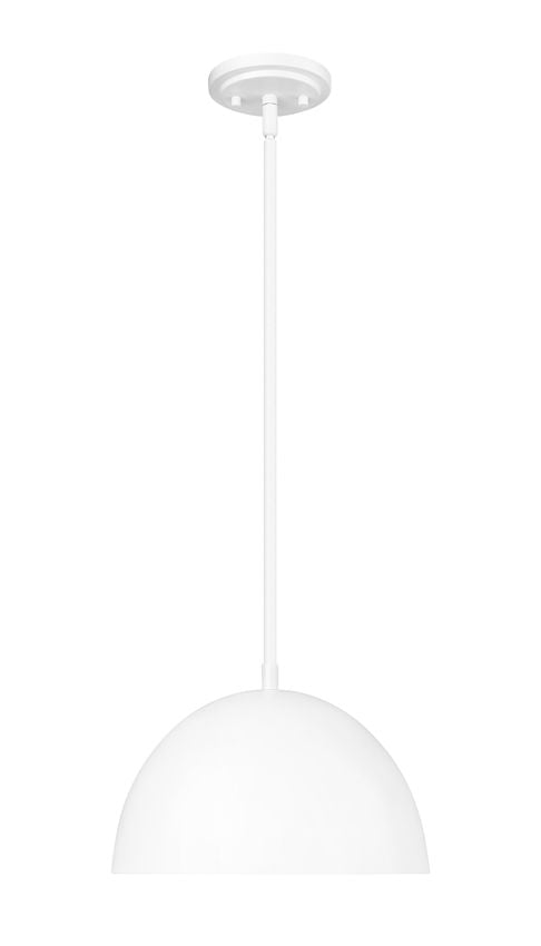 Z-Lite Vega 12" 1-Light Matte White Steel Frame Matte White and Gold Frame Pendant Light