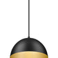 Z-Lite Vega 16" 1-Light Matte Black Steel Frame Matte Black and Gold Frame Pendant Light