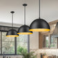 Z-Lite Vega 16" 1-Light Matte Black Steel Frame Matte Black and Gold Frame Pendant Light