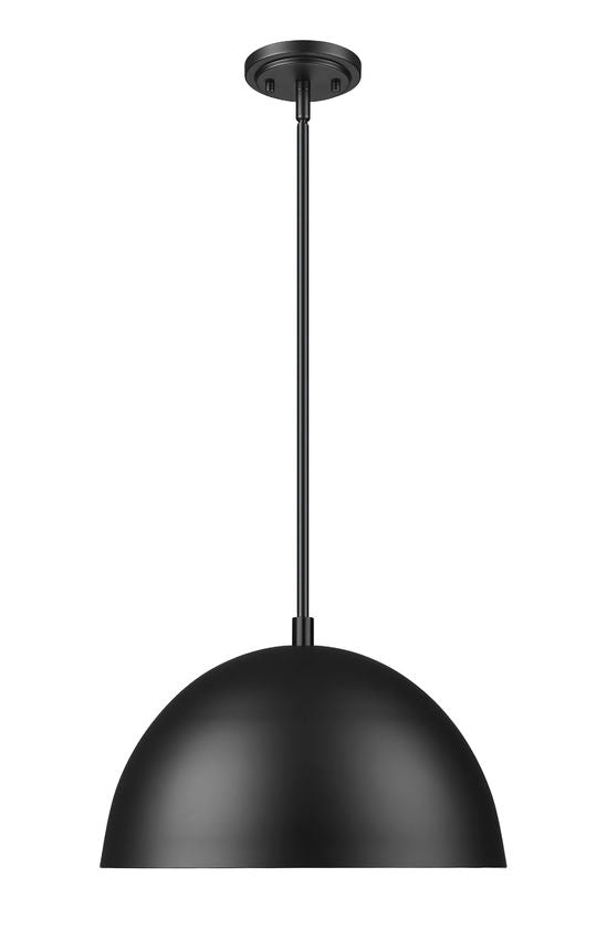 Z-Lite Vega 16" 1-Light Matte Black Steel Frame Matte Black and Gold Frame Pendant Light