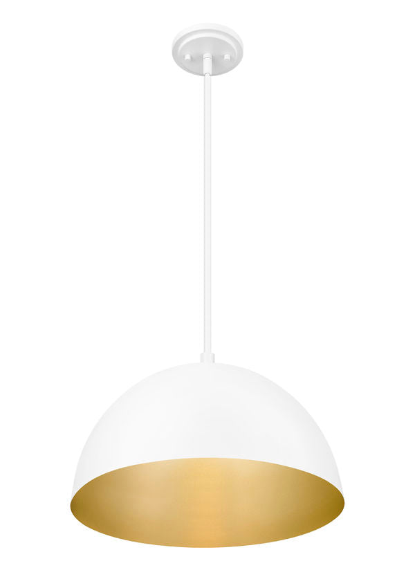 Z-Lite Vega 16" 1-Light Matte White Steel Frame Matte White and Gold Frame Pendant Light