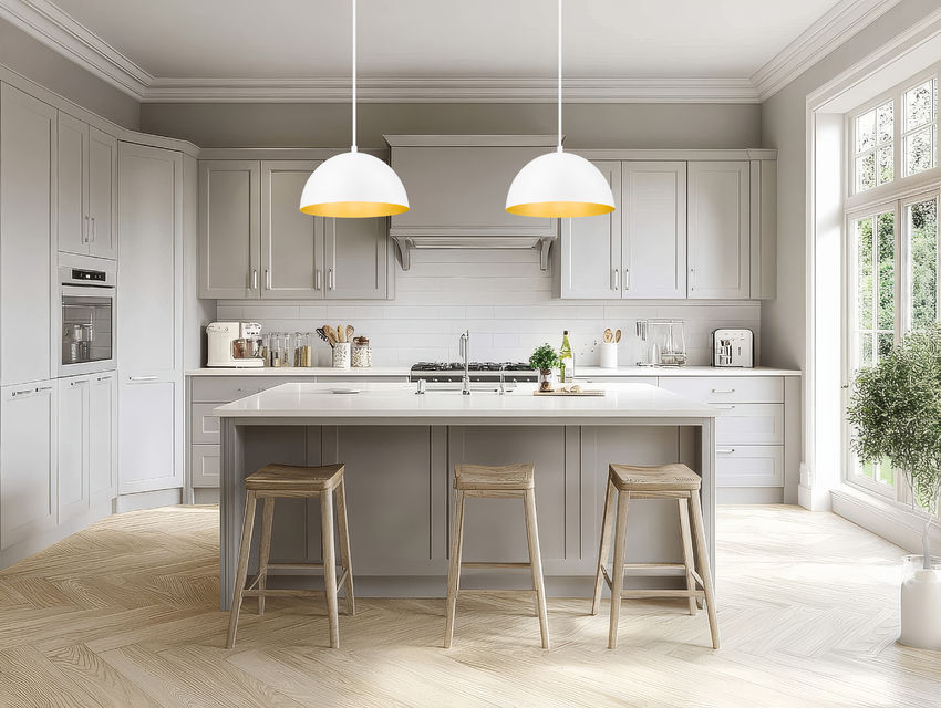 Z-Lite Vega 16" 1-Light Matte White Steel Frame Matte White and Gold Frame Pendant Light