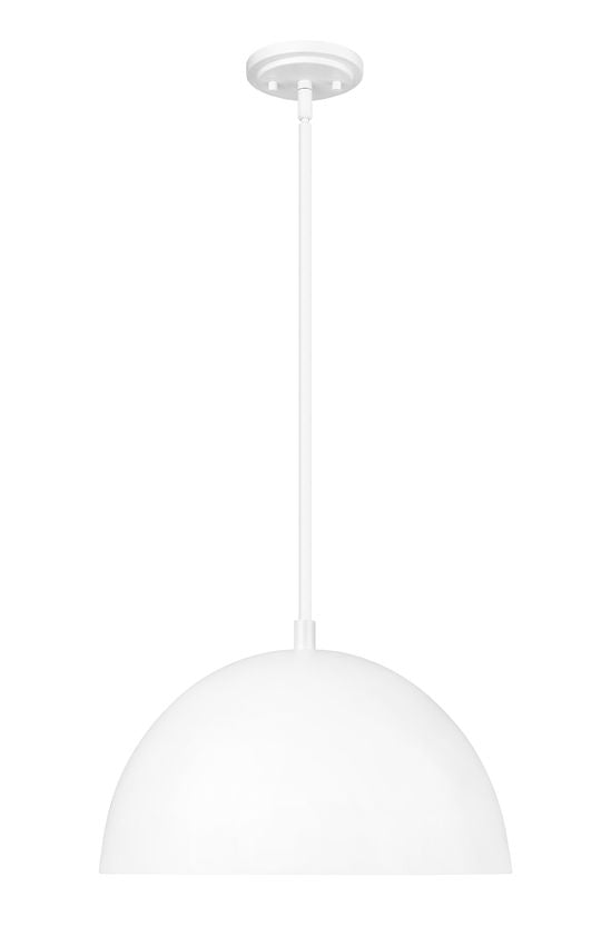 Z-Lite Vega 16" 1-Light Matte White Steel Frame Matte White and Gold Frame Pendant Light