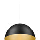 Z-Lite Vega 24" 3-Light Matte Black Steel Frame Matte Black and Gold Frame Pendant Light