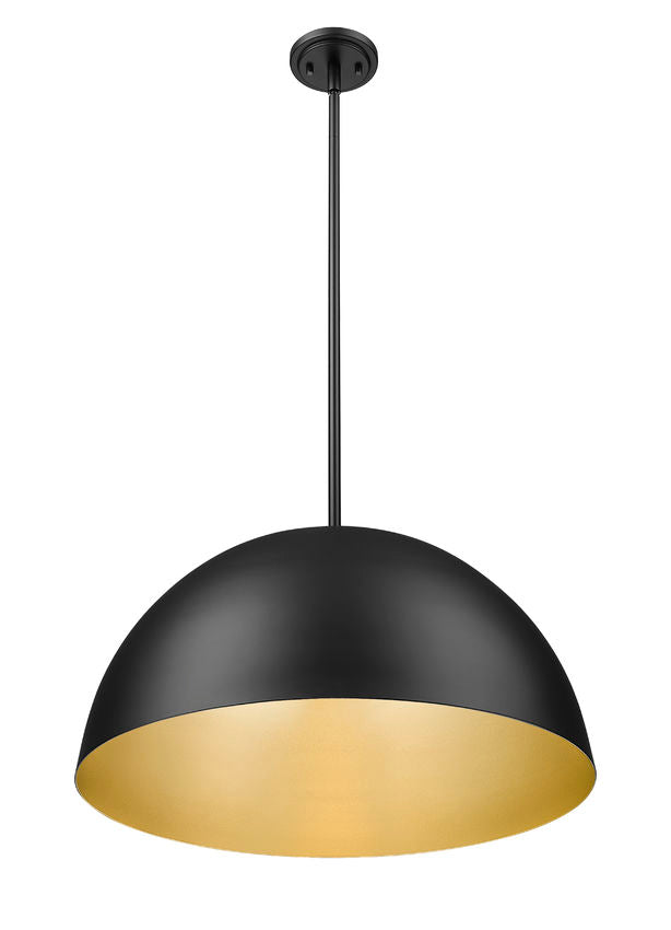 Z-Lite Vega 24" 3-Light Matte Black Steel Frame Matte Black and Gold Frame Pendant Light