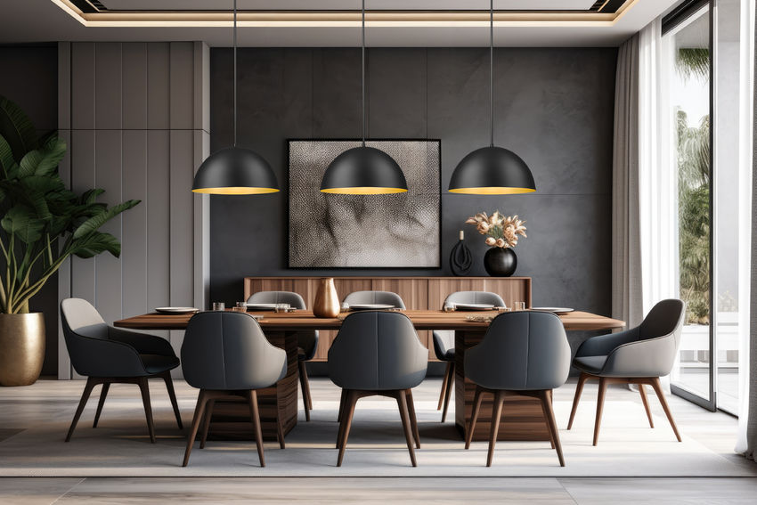 Z-Lite Vega 24" 3-Light Matte Black Steel Frame Matte Black and Gold Frame Pendant Light