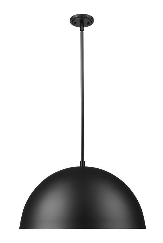 Z-Lite Vega 24" 3-Light Matte Black Steel Frame Matte Black and Gold Frame Pendant Light