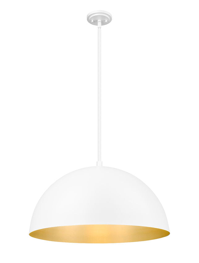 Z-Lite Vega 24" 3-Light Matte White Steel Frame Matte White and Gold Frame Pendant Light