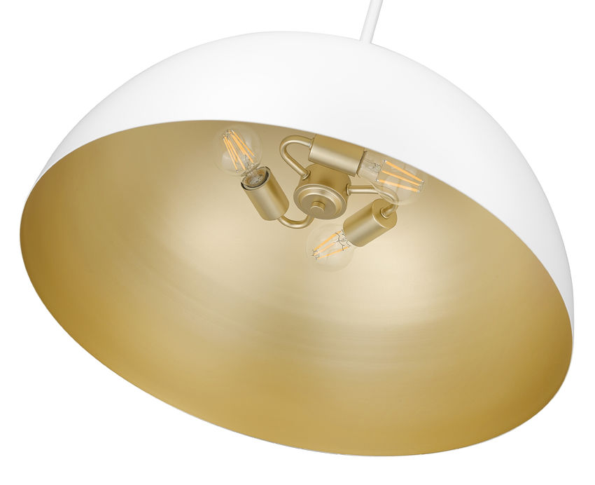 Z-Lite Vega 24" 3-Light Matte White Steel Frame Matte White and Gold Frame Pendant Light