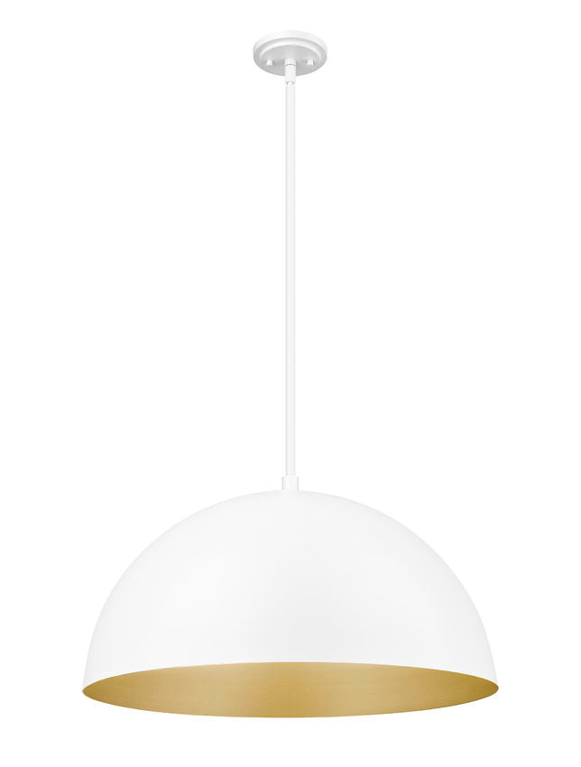 Z-Lite Vega 24" 3-Light Matte White Steel Frame Matte White and Gold Frame Pendant Light