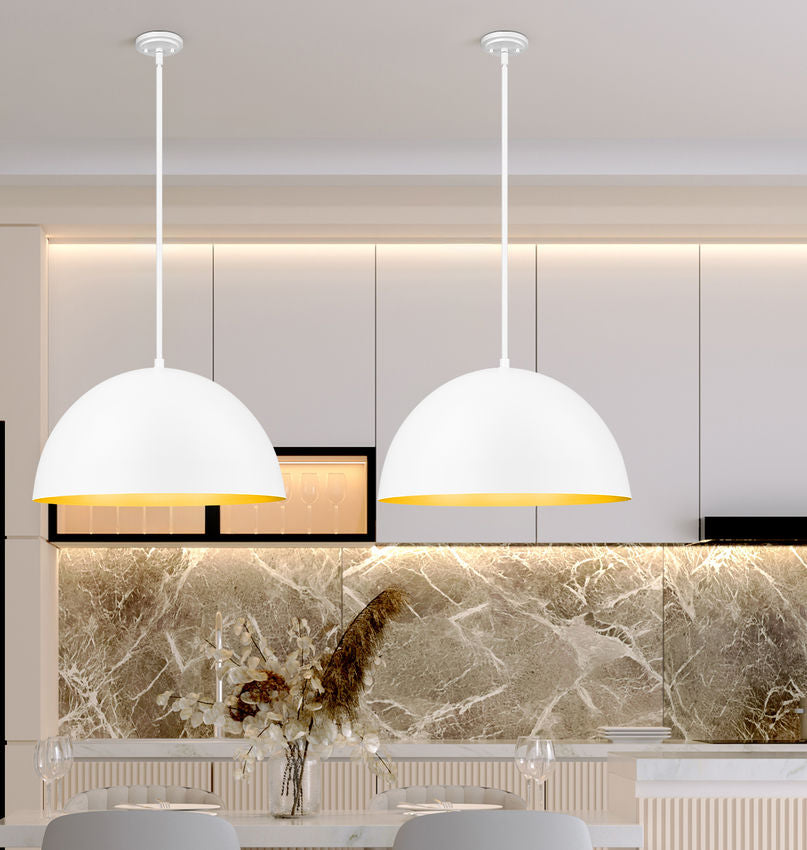 Z-Lite Vega 24" 3-Light Matte White Steel Frame Matte White and Gold Frame Pendant Light