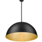 Z-Lite Vega 32" 3-Light Matte Black Steel Frame Matte Black and Gold Frame Pendant Light