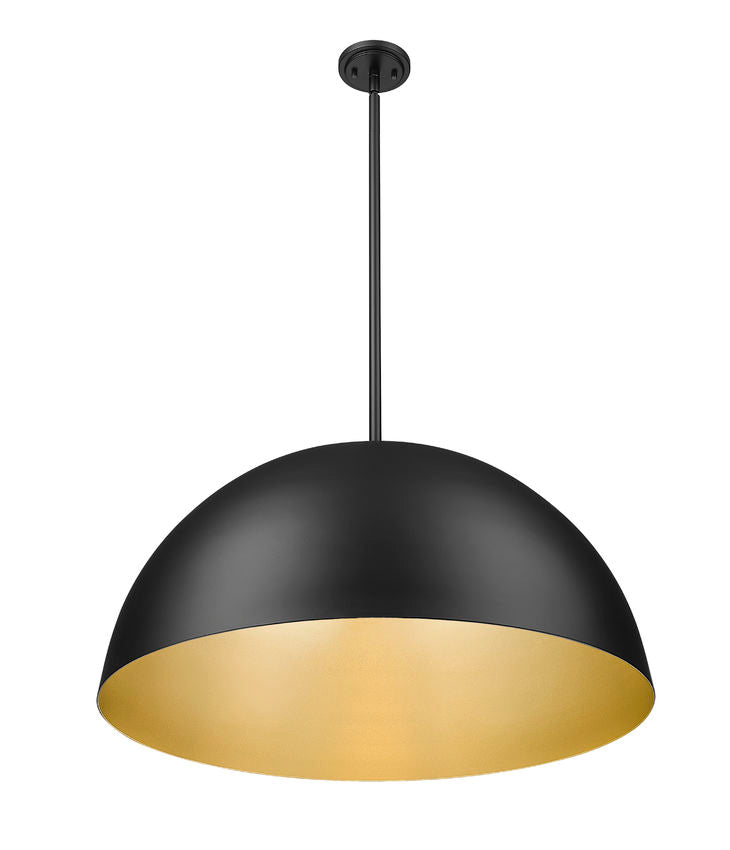 Z-Lite Vega 32" 3-Light Matte Black Steel Frame Matte Black and Gold Frame Pendant Light