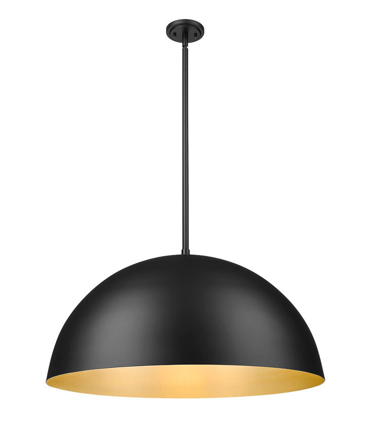 Z-Lite Vega 32" 3-Light Matte Black Steel Frame Matte Black and Gold Frame Pendant Light