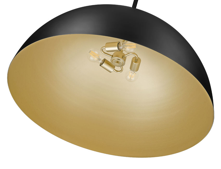 Z-Lite Vega 32" 3-Light Matte Black Steel Frame Matte Black and Gold Frame Pendant Light