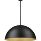 Z-Lite Vega 32" 3-Light Matte Black Steel Frame Matte Black and Gold Frame Pendant Light