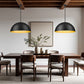 Z-Lite Vega 32" 3-Light Matte Black Steel Frame Matte Black and Gold Frame Pendant Light