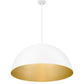 Z-Lite Vega 32" 3-Light Matte White Steel Frame Matte White and Gold Frame Pendant Light