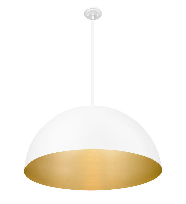 Z-Lite Vega 32" 3-Light Matte White Steel Frame Matte White and Gold Frame Pendant Light