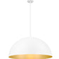Z-Lite Vega 32" 3-Light Matte White Steel Frame Matte White and Gold Frame Pendant Light