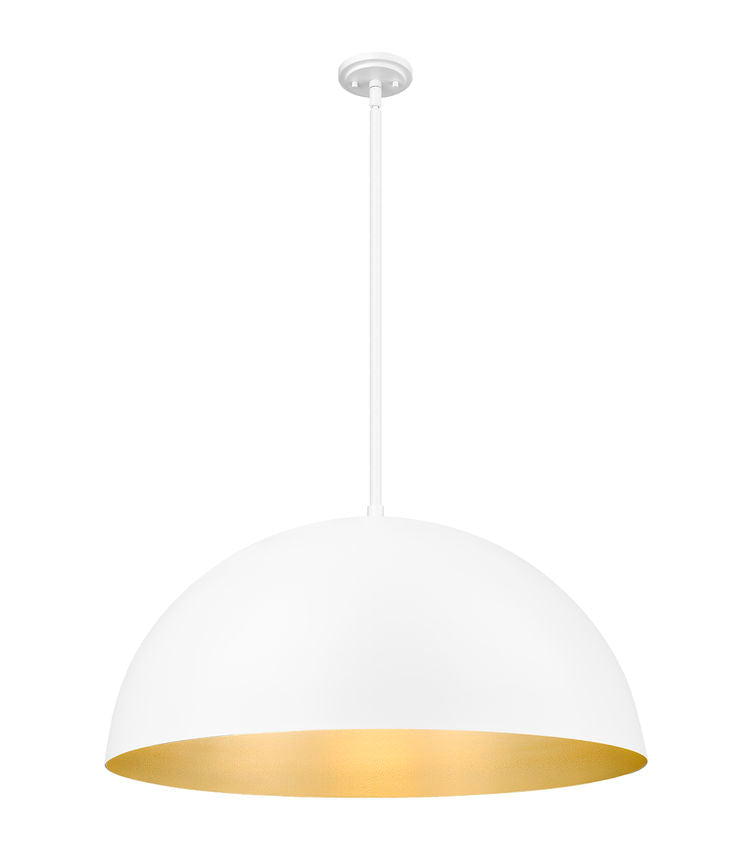 Z-Lite Vega 32" 3-Light Matte White Steel Frame Matte White and Gold Frame Pendant Light