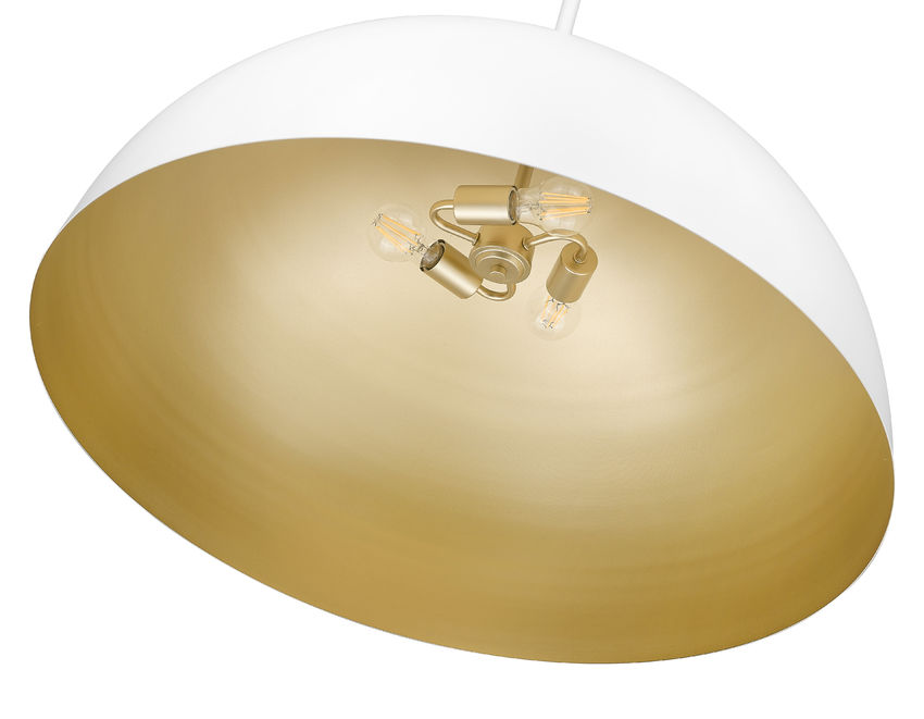 Z-Lite Vega 32" 3-Light Matte White Steel Frame Matte White and Gold Frame Pendant Light