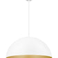 Z-Lite Vega 32" 3-Light Matte White Steel Frame Matte White and Gold Frame Pendant Light