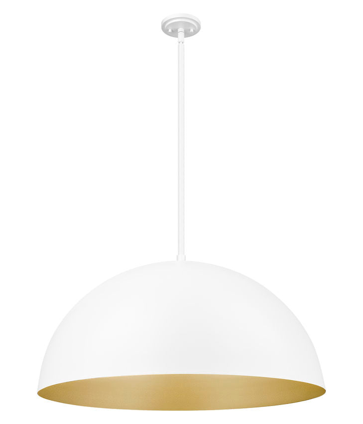 Z-Lite Vega 32" 3-Light Matte White Steel Frame Matte White and Gold Frame Pendant Light