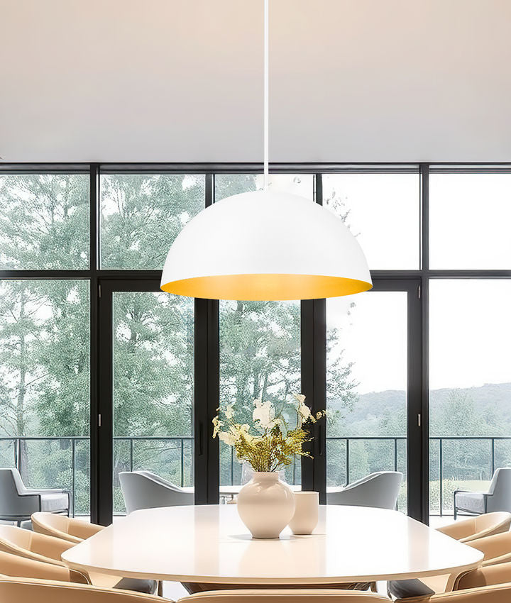 Z-Lite Vega 32" 3-Light Matte White Steel Frame Matte White and Gold Frame Pendant Light