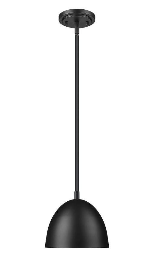 Z-Lite Vega 8" 1-Light Matte Black Steel Frame Matte Black and Gold Frame Pendant Light