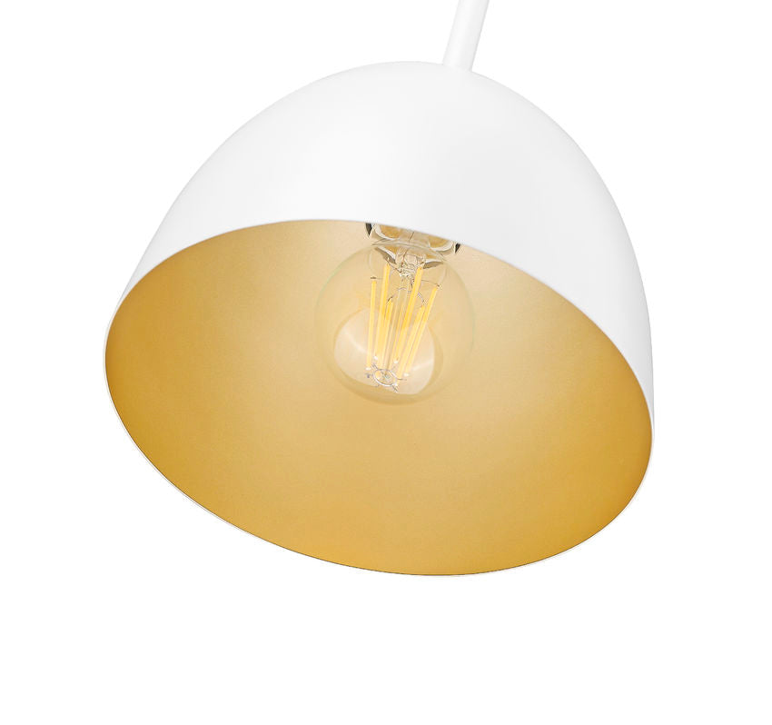 Z-Lite Vega 8" 1-Light Matte White Steel Frame Matte White and Gold Frame Pendant Light