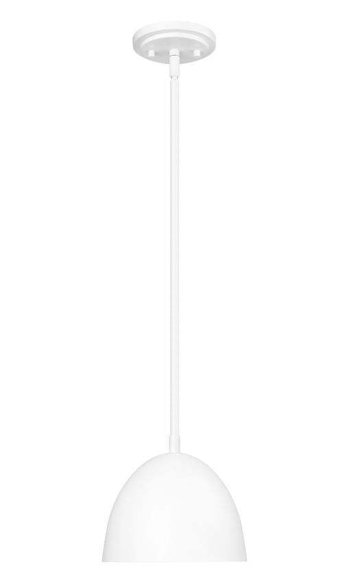 Z-Lite Vega 8" 1-Light Matte White Steel Frame Matte White and Gold Frame Pendant Light