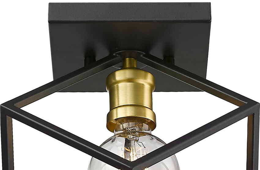 Z-Lite Vertical 10" 1-Light Bronze and Olde Brass Steel Flush Mount Lighting