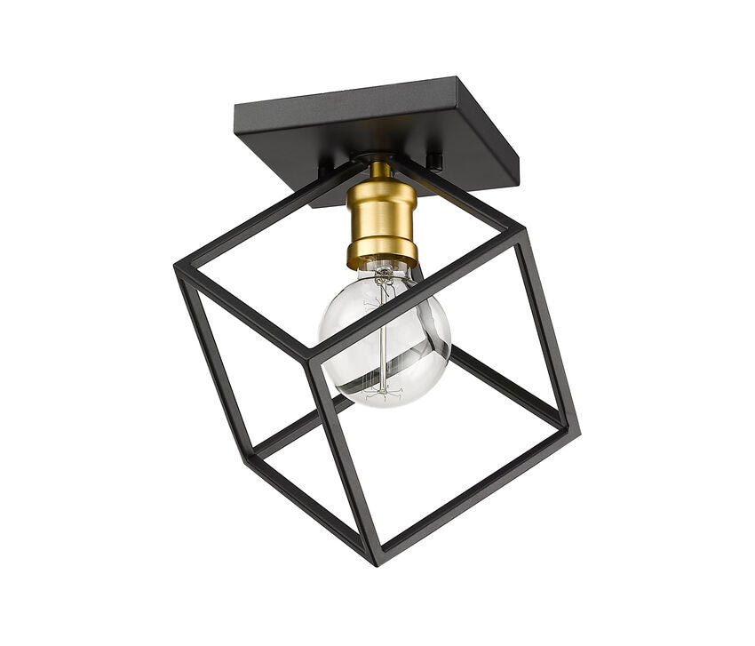 Z-Lite Vertical 10" 1-Light Bronze and Olde Brass Steel Flush Mount Lighting